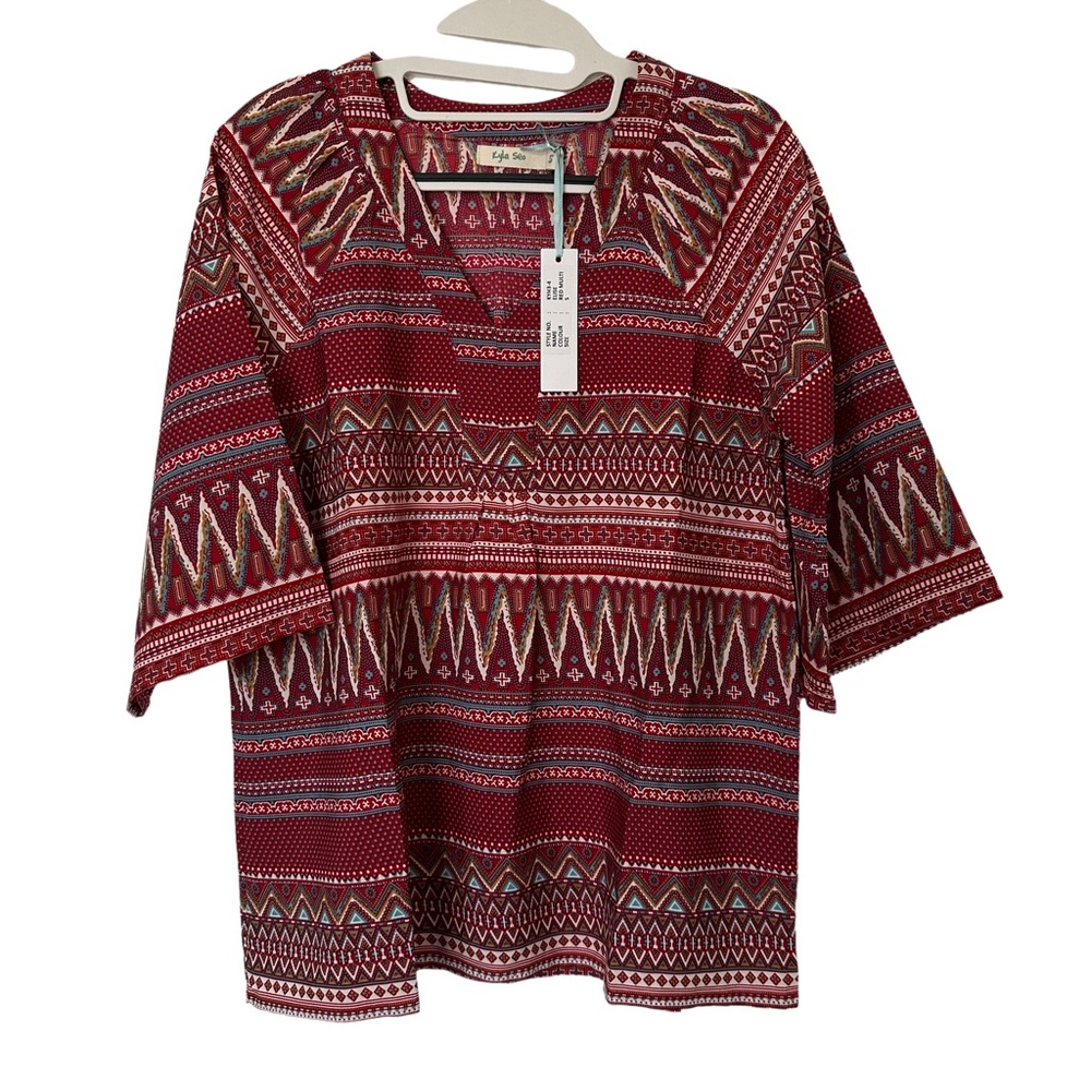 Kyla Seo Boho‎ Geometric Blouse NWT Size S